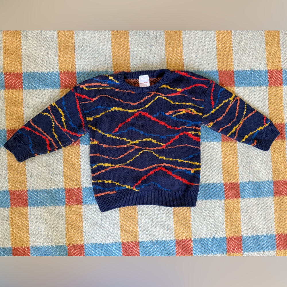 Hanna Andersson Boy’s 3T Crewneck Sweater - Blue, Red, Yellow Pattern